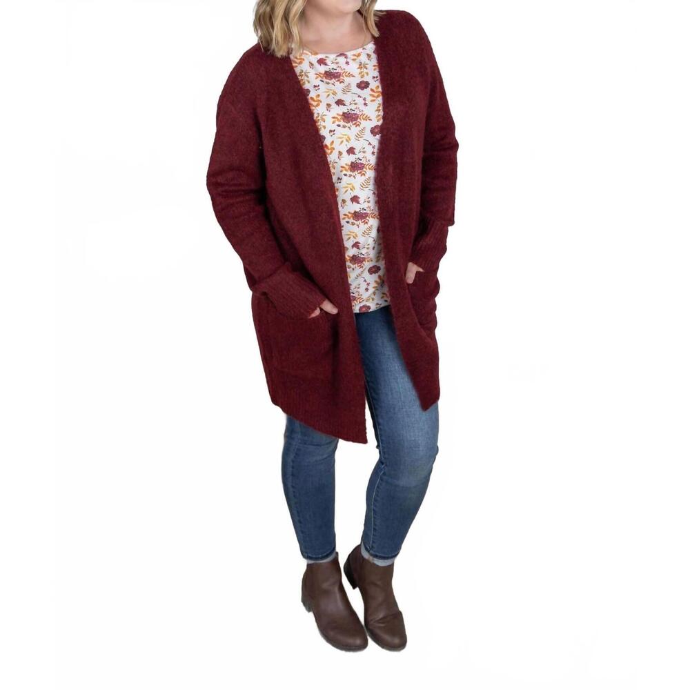NEW MICHELLE MAE madison cozy cardigan in burgundy